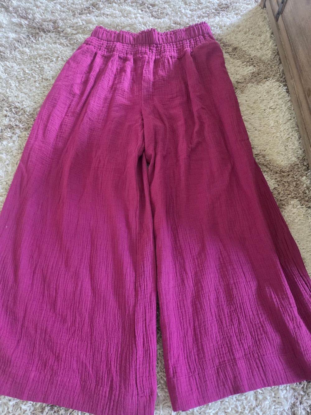 Anthropologie Wide-Leg Gauze Pants in Fuchsia Pink